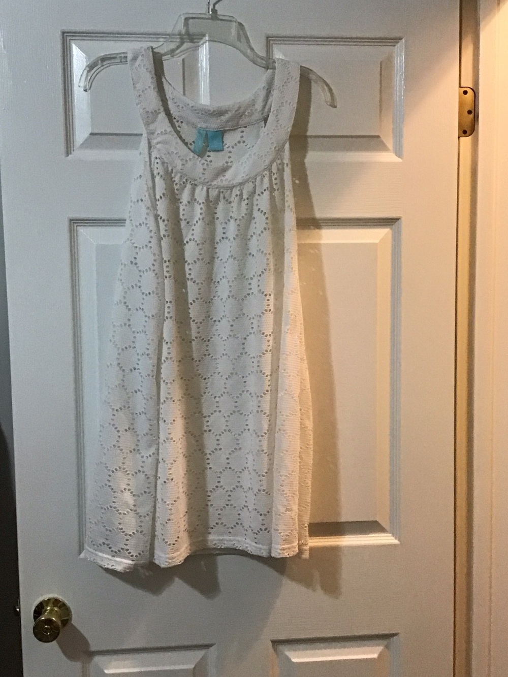 Kim Rogers Cream Eyelet Sleeveless Bathing Suit Coverup